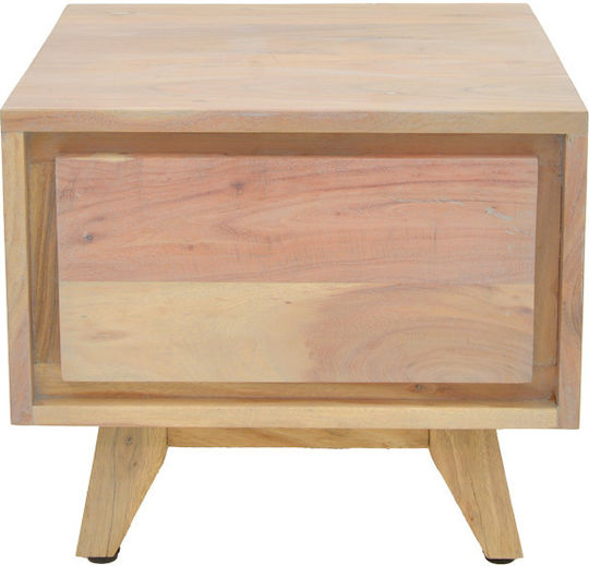 Κομοδίνο Emira από Μασίφ Ξύλο Μπεζ 40x40x35cm