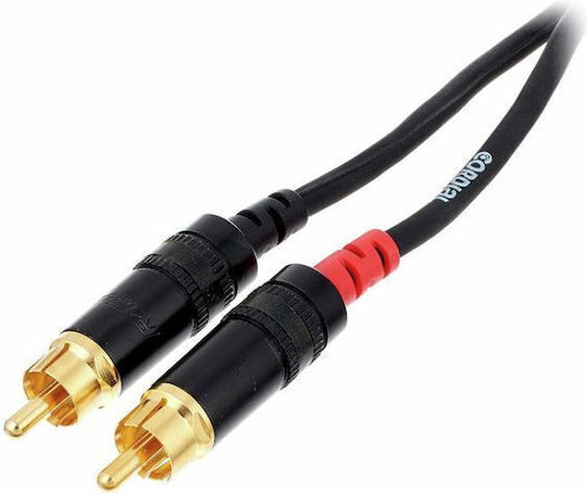 Cordial Kabel 2x 6,3mm Stecker - RCA-Stecker 1.5m Schwarz (CFU 1,5 PC)