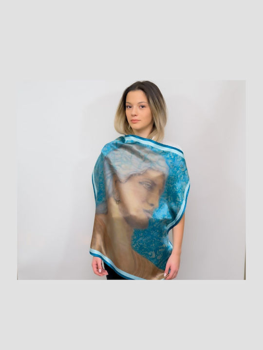 Kalfas Luxury Silk Women's Silk Scarf Blue