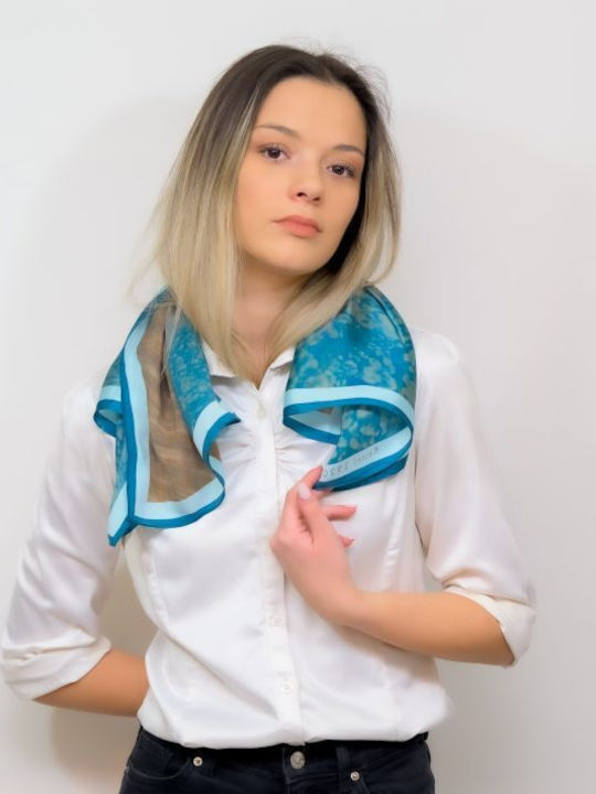 Kalfas Luxury Silk Women's Silk Scarf Blue