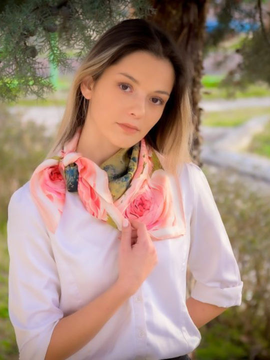 Kalfas Luxury Silk Women's Silk Scarf Pink