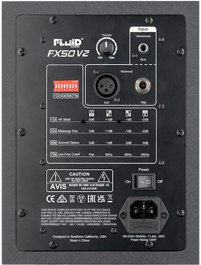 Fluid Audio FX50 V2 Ηχείo Studio Monitor 5" 90W (Τεμάχιο) Μαύρο