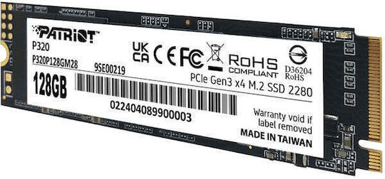 Patriot Viper P320 SSD 128GB M.2 Type with PCI Express 3.0 Connection P320P128GM28