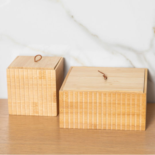 Estia Bamboo Essentials Θήκη Οργάνωσης Επιτραπέζια Μπαμπού Ασημί