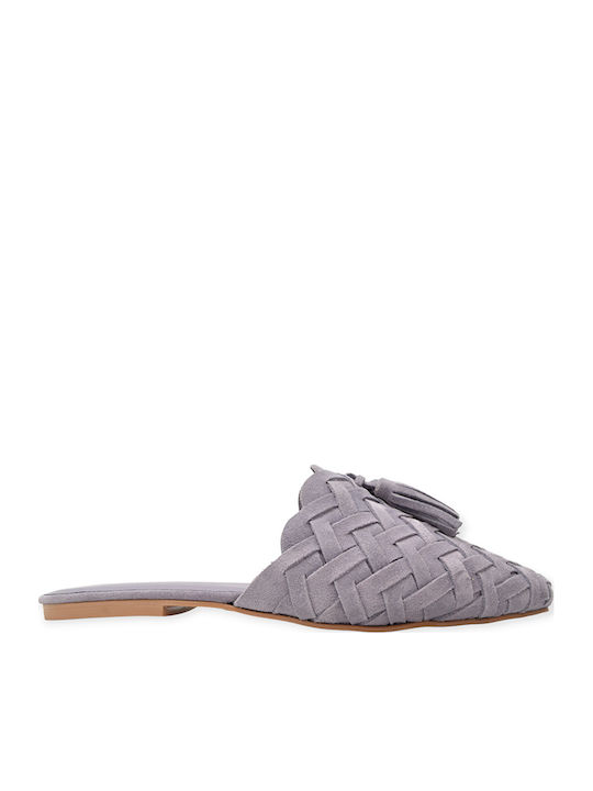 Flat Suede Mules σε Λιλά Χρώμα