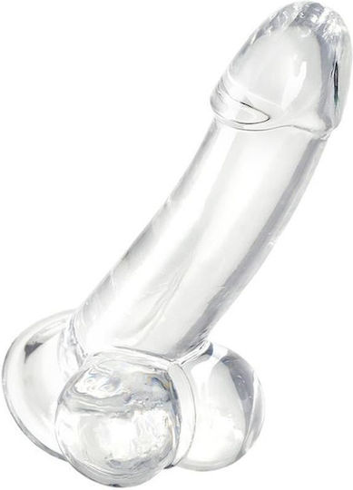 Glass Dildo with Balls and Suction Cup Transparent 15cm