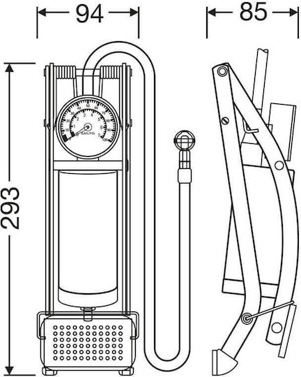 Osram 0032525 Помпа Пневматичен Крака с Манометър
