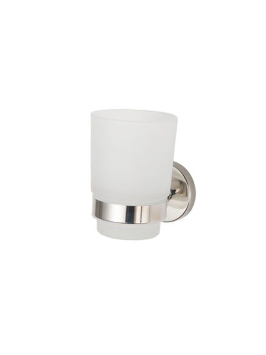 Tema Wall Mounted Glass Cup Holder Silver