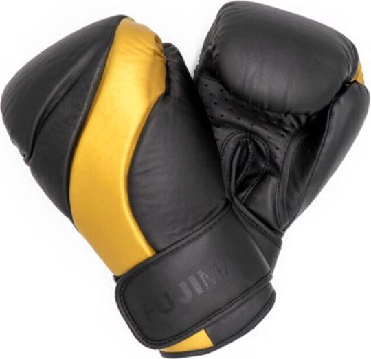 Fujimae Boxing Gloves Leather for Match Black