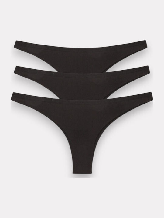 Βαμβακερά Damen Brasilien 3Pack Nahtlos Black