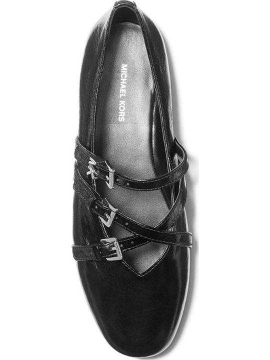Indy Flex Leather Flat Δερμάτινες Γυναικείες Μπαλαρίνες σε Μαύρο Χρώμα