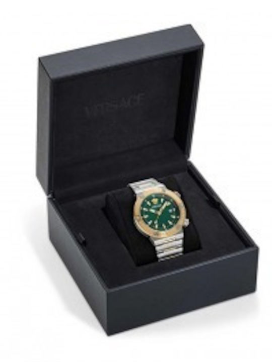 Versace Greca Logo Ανδρικό Ρολόι Μπαταρίας με Ασημί Μεταλλικό Μπρασελέ