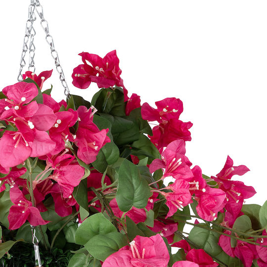 Globostar Künstlicher Garten Rhododendron Hängende Pflanze 20634 Künstliche Hängende Dekorative Pflanze Rosenbusch Y60cm