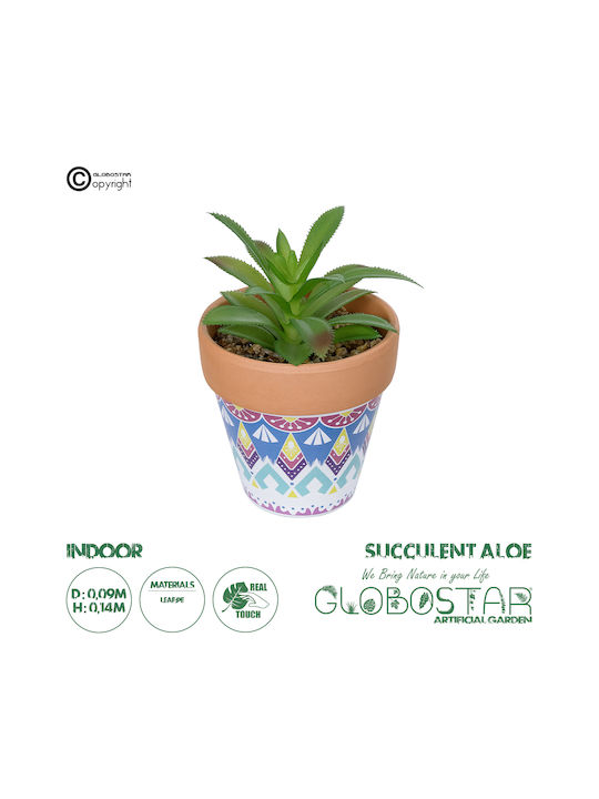 Globostar Artificial Garden Succulent Aloe Potted Plant 210340 Decorative Aloe Plant Φ9 X H14cm