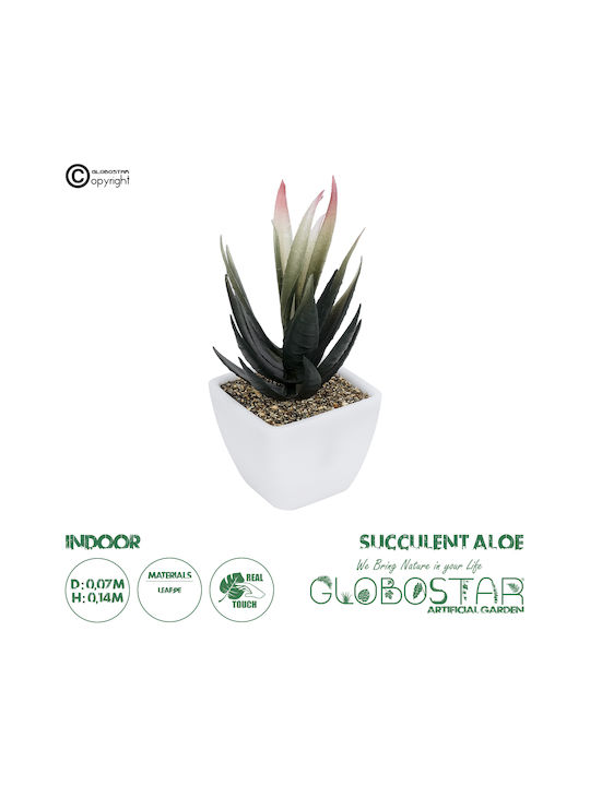 Globostar Artificial Garden Succulent Aloe Potted Plant 20974 Decorative Aloe Plant Φ7 X Η14cm