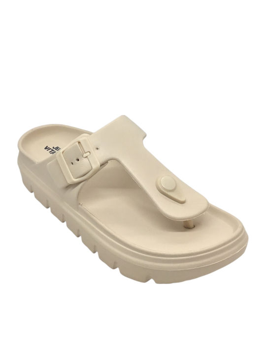 Flache Sandalen für Damen in Beige Farbe