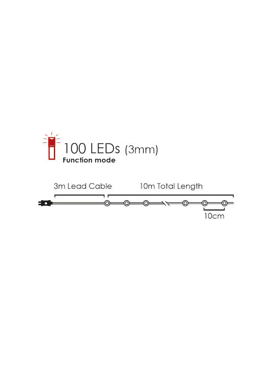 100 Lichterketten LED 10m. Grüne in Zeichenfolge 1Stück