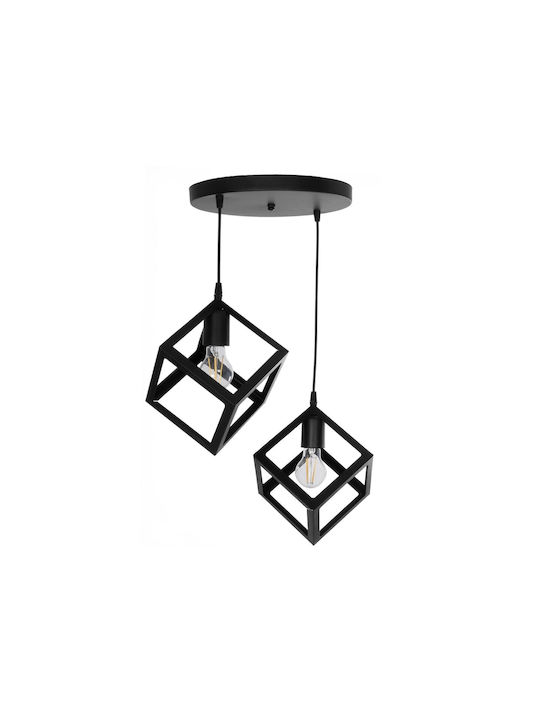 GloboStar Dise Hängelampe Schwarz mit Fassung E27 30x30x70cm.