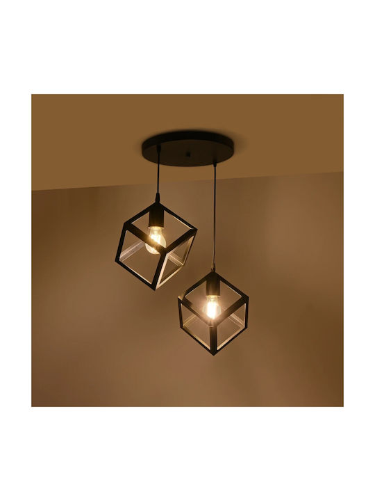 GloboStar Dise Hängelampe Schwarz mit Fassung E27 30x30x70cm.