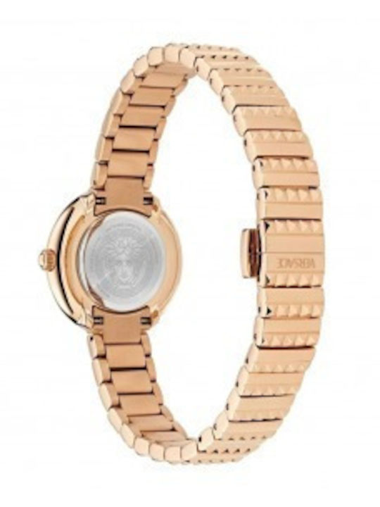 Versace Greca Goddess Γυναικείο Ρολόι 28mm Μπαταρίας με Ροζ Χρυσό Μεταλλικό Μπρασελέ