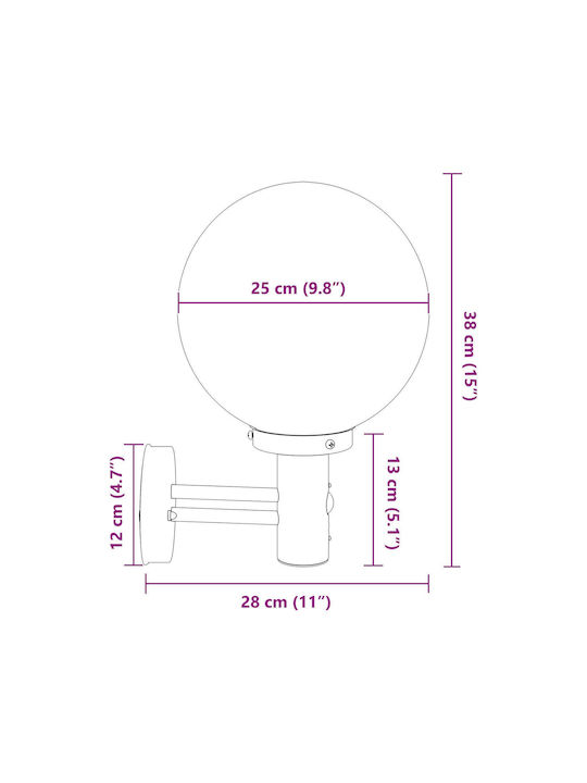 vidaXL Επιτοίχιο Εξωτερικό Φωτιστικό LED IP44 28x25x38εκ.