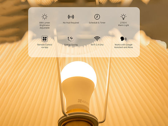Ezviz Smart Bulb LB1-White LED 8W for Socket E27 Warm White 806lm Dimmable