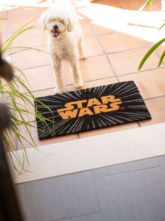 Grupo Erik Entrance Mat made of Coir with Anti-slip Backing Star Wars Logo Black 40x60cm