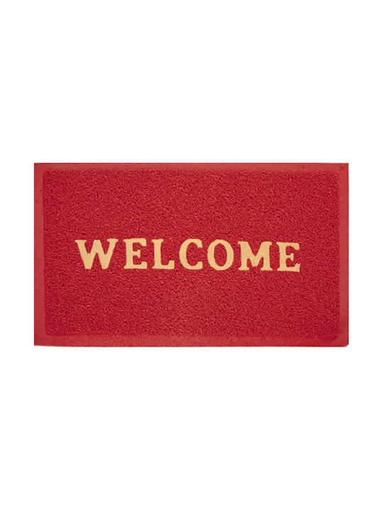 HOMie Entrance Mat Carpet with Anti-slip Backing Welcome Red 37x57cm