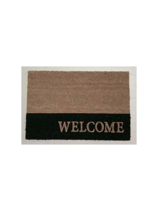 TnS Entrance Mat made of Coir with Anti-slip Backing Welcome Beige 40x60cm