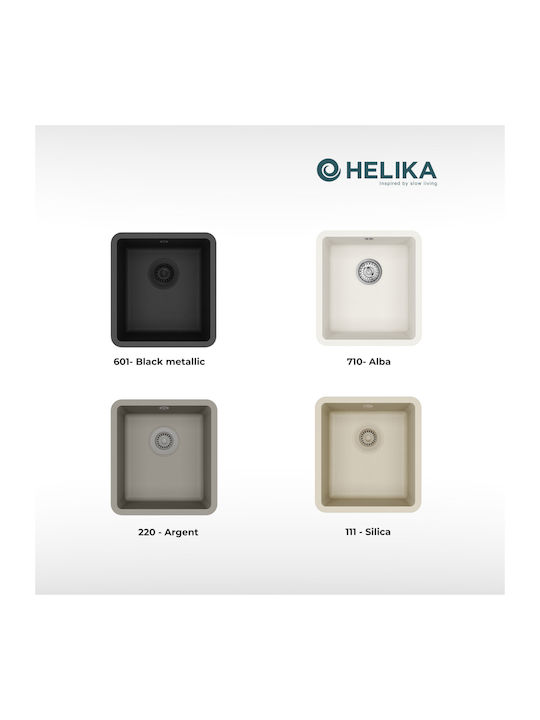 Helika Arca SQA101 Unterbau Küchenspüle aus Flüssigem Granit M42xP46cm Weiß