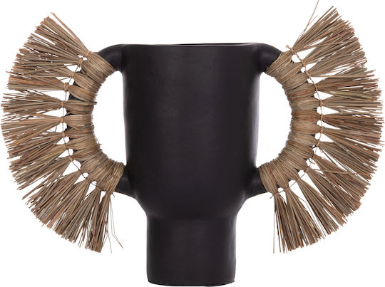 HomeMarkt Διακοσμητικό Βάζο Πήλινο Alica Μαύρο Φ64xΥ38cm