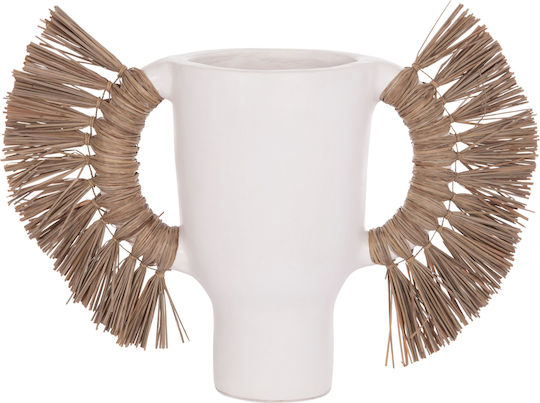 HomeMarkt Vază Decorativă Din Ceramică Alica Albă 22x22xÎnălțime 38cm