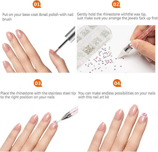Ab Rhinestone Nails – Nail Design Kit with Pen & Tweezer