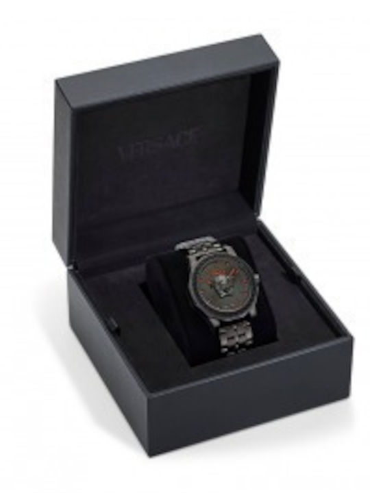 Versace Medusa Deco Men's Watch Battery with Gray Metal Bracelet