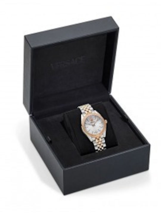 Versace V-code Lady Women's Watch with Pink Gold Metal Bracelet