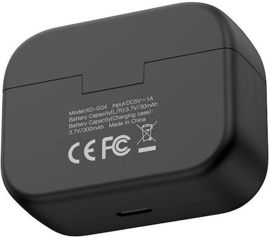 XO G34 In ear Bluetooth хендсфри Слушалки с Кутийка за Зареждане Черен