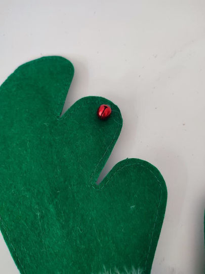Set bentiță și nas Rudolph 12x35cm verde cu clopoței
