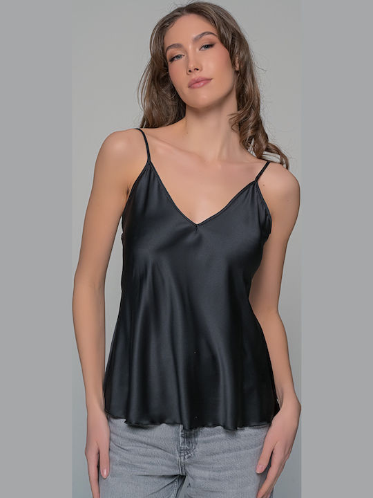 Γυναικείο Σατέν Lingerie Top Μαύρο