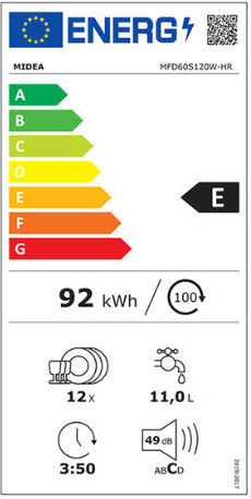 Midea Freistehender Geschirrspüler für 12 Gedecke B60xH84.5cm Weiß