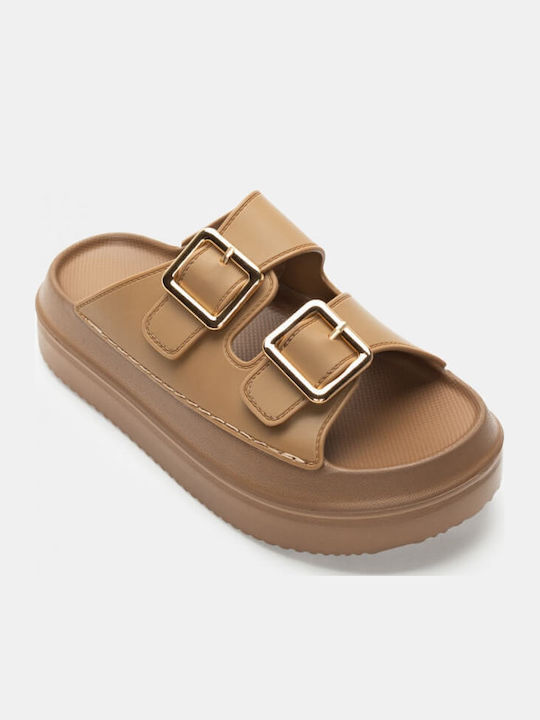 Flache Sandalen für Damen Flatforms in Braun Farbe