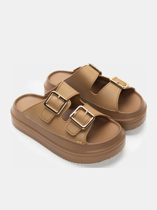 Flache Sandalen für Damen Flatforms in Braun Farbe