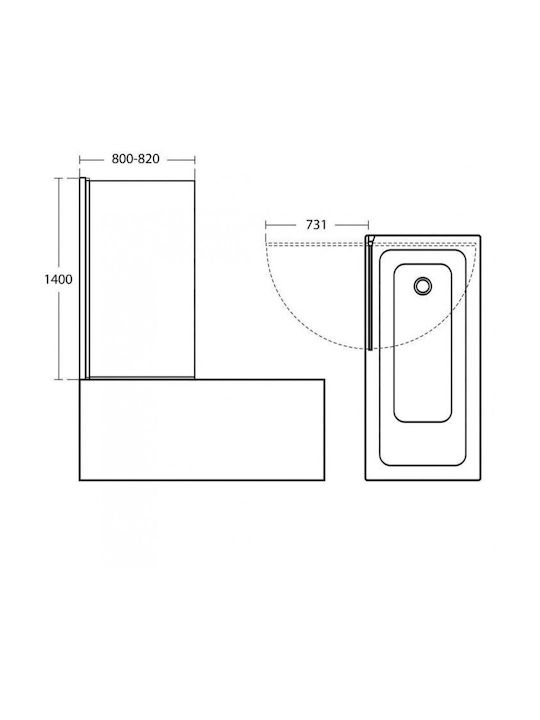 Ideal Standard Connect Σταθερό Πλαϊνό Μπανιέρας 80x140cm Clear Glass
