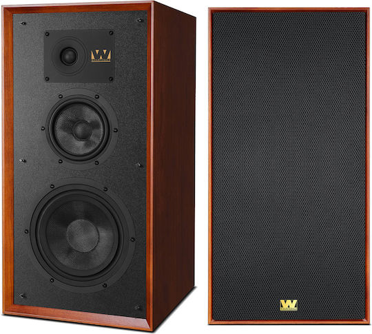 Wharfedale Super Linton με Βάσεις Pair of Hi-Fi Speakers Floor 200W 3 No of Drivers W24.6xD29.5xH36cm. Mahogany
