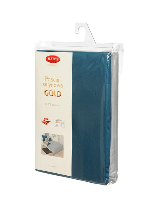 Matex Duvet Cover Set Cotton Single with Pillowcase 140x200 Teal/gray