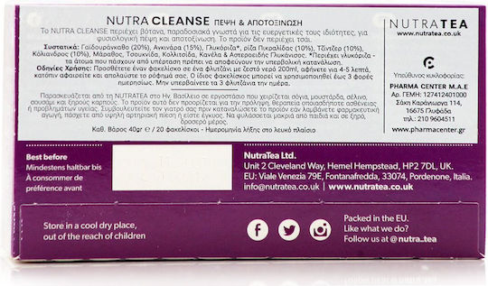 Nutra Tea Cleanse Artichoke & Dandelion Root Digestion & Detox Herbal Tea 40g 20 Sachets