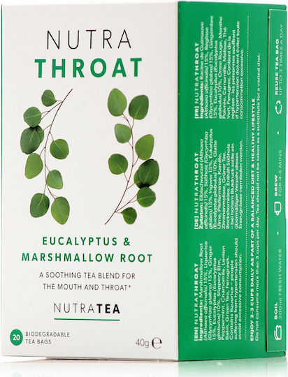 Nutra Tea Throat Eucalyptus & Marshmallow Root Λαιμό Θεραπευτικό Αφέψημα 40gr 20 Φακελίσκοι