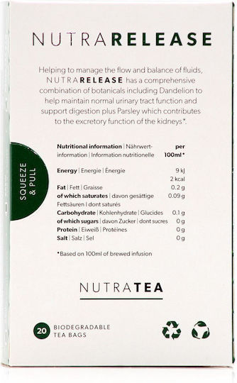 Nutra Tea Release Uva Ursi & Juniper Berries Detox & Fluid Balance Herbal Infusion 40g 20 Sachets