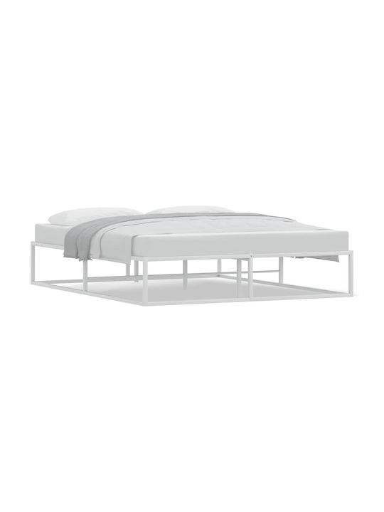 Vidaxl Bed Frame Without Mattress White 160x200cm Metal 1 Piece Double White