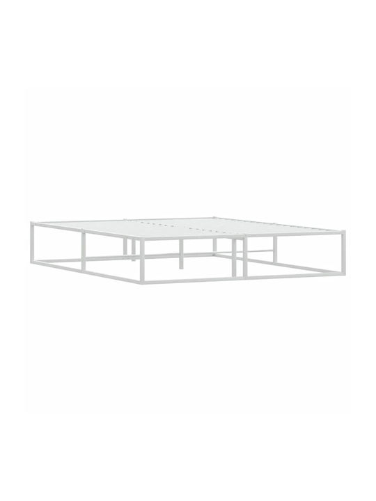 Vidaxl Bed Frame Without Mattress White 160x200cm Metal 1 Piece Double White