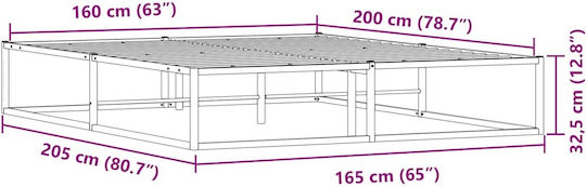 Vidaxl Рамка за легло без матрак бяла 160x200см метал 1 брой двойна бяла